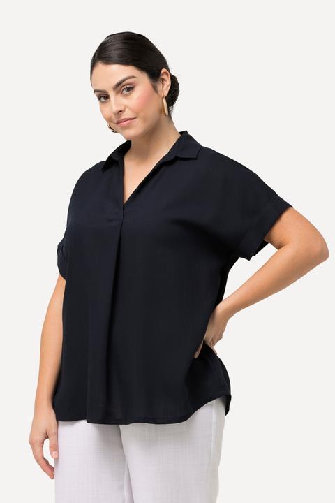 Actual product image Ulla Popken Button Accent Back Short Sleeve Blouse (62)
