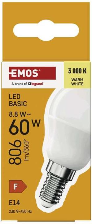 Image du produit Emos LED BASIC MINI GLOBE 8,8W(60W) 806lm E14 WW (E14, 8.80 W, 806 lm, 1 x, F)