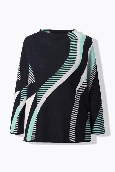 Produktbild Ulla Popken Pullover, Jacquardstrick, Stehkragen, Langarm (54)