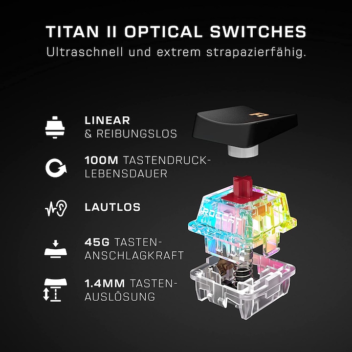 Produktbild Roccat Gaming-Tastatur Vulcan II Mini, mechanische, lineare Tasten, schwarz (DE, Kabelgebunden)