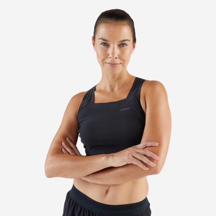 Actual product image Kiprun Laufshirt Crop Top Damen leicht - Race Crop Light 900 schwarz Méline Rollin (M)