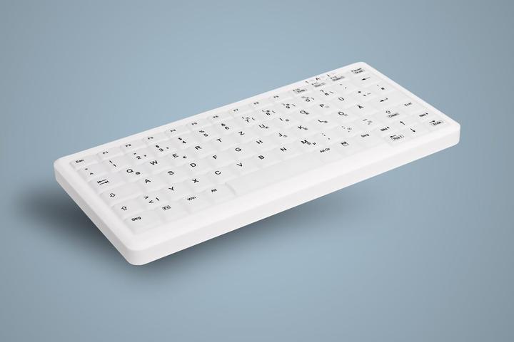 Actual product image Active Key Tast AK-C4110 Small 2.4GHz Wireless Hygiene Keyboard with CleanFunction USB white (EN) (DE, Cable)