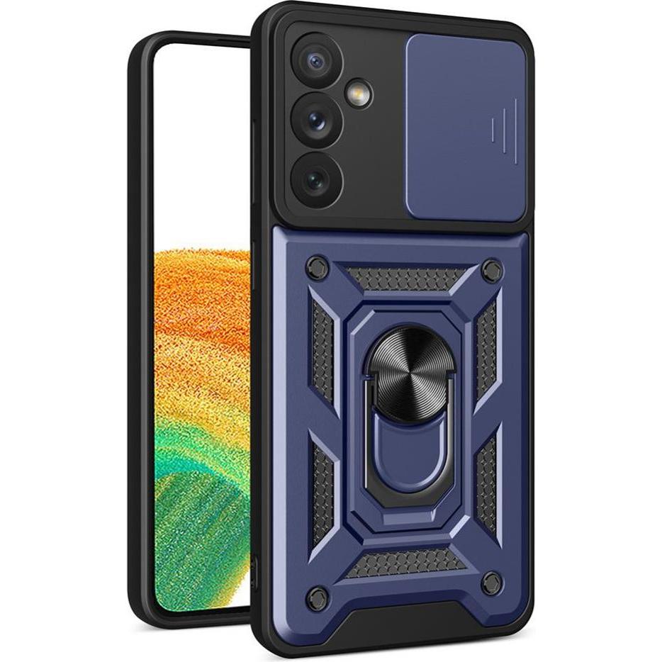Hurtel Hybrid Armor Camshield Hülle für Samsung Galaxy A14 gepanzerte Hülle mit Kameraabdeckung blau (Samsung Galaxy A14...