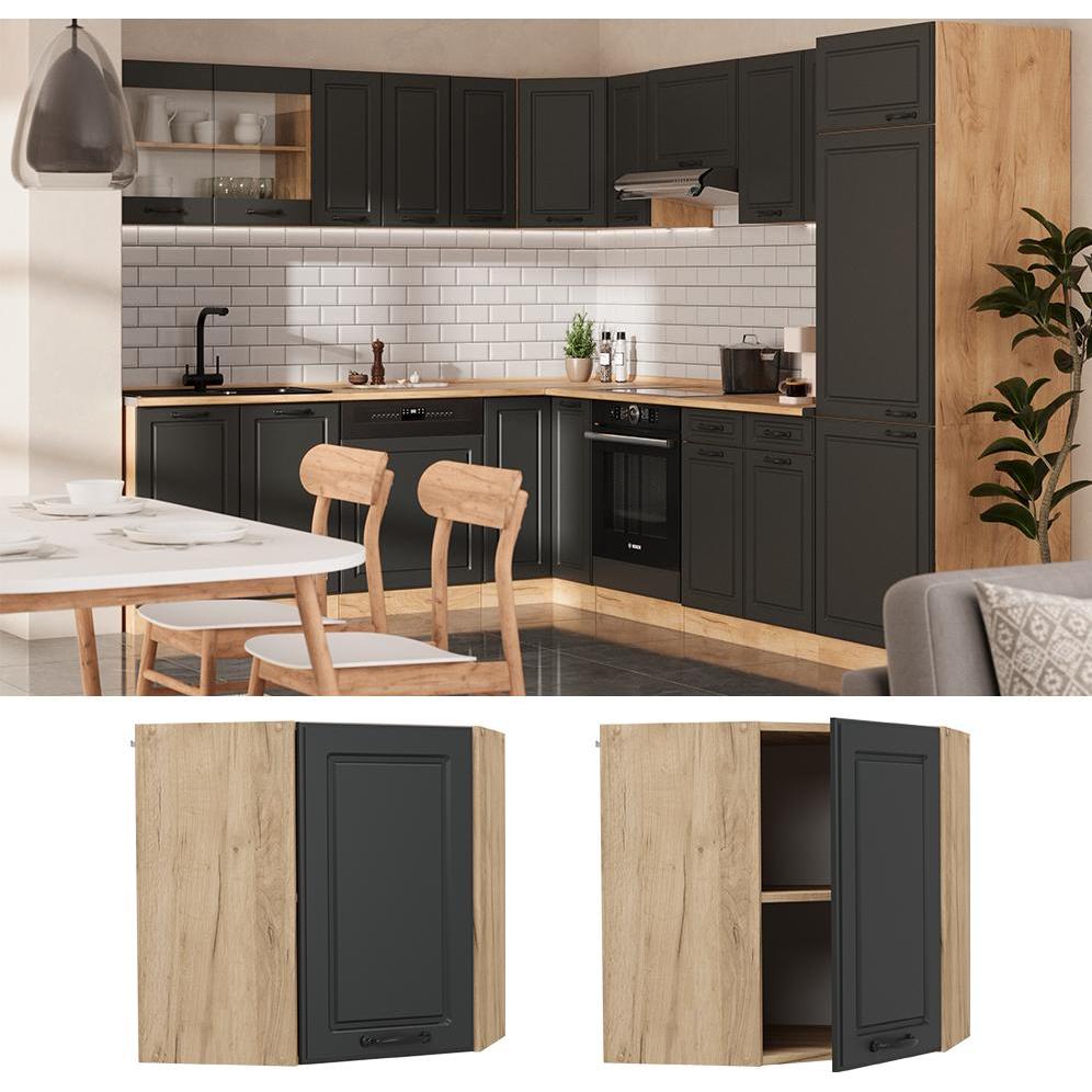 Thumbnail - Vicco, Regal, Eckhängeschrank R-Line, Anthrazit Landhaus/Goldkraft Eiche, 57 cm