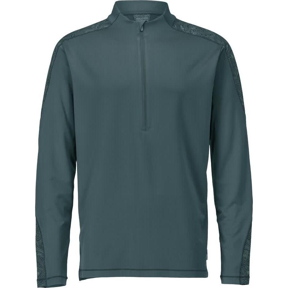 Mascot, Top da lavoro, T-shirt manica lunga, zip corta, verde bosco, taglia 4XL (4XL)