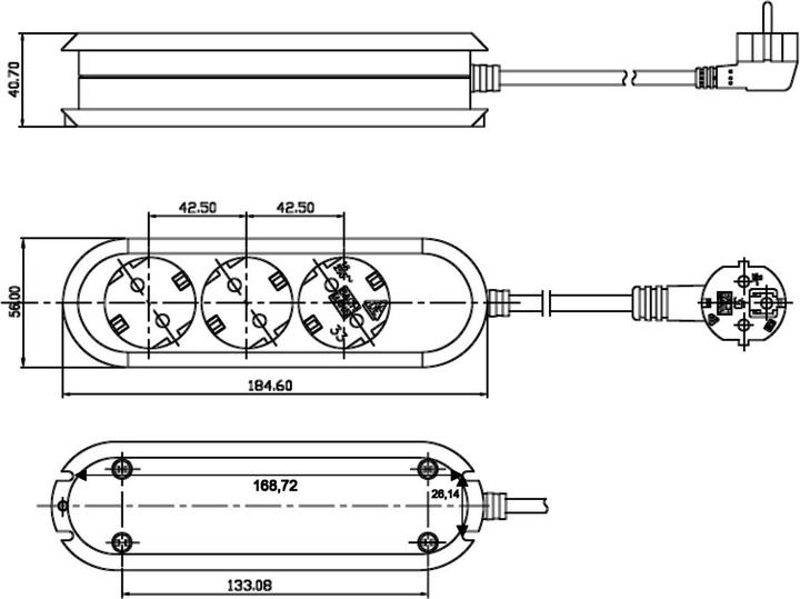 Actual product image Bachmann SMART power strip 3-fold white 5.0 m 387.272 SMART 3xSchutzkontakt white power, without switch, Zu (3 x, CEE 7/3, 5 m)