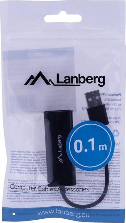 Actual product image Lanberg NC-0100-01 Cable Interface / Gender Adapter USB-A RJ-45 Black (USB, RJ45 (1x))