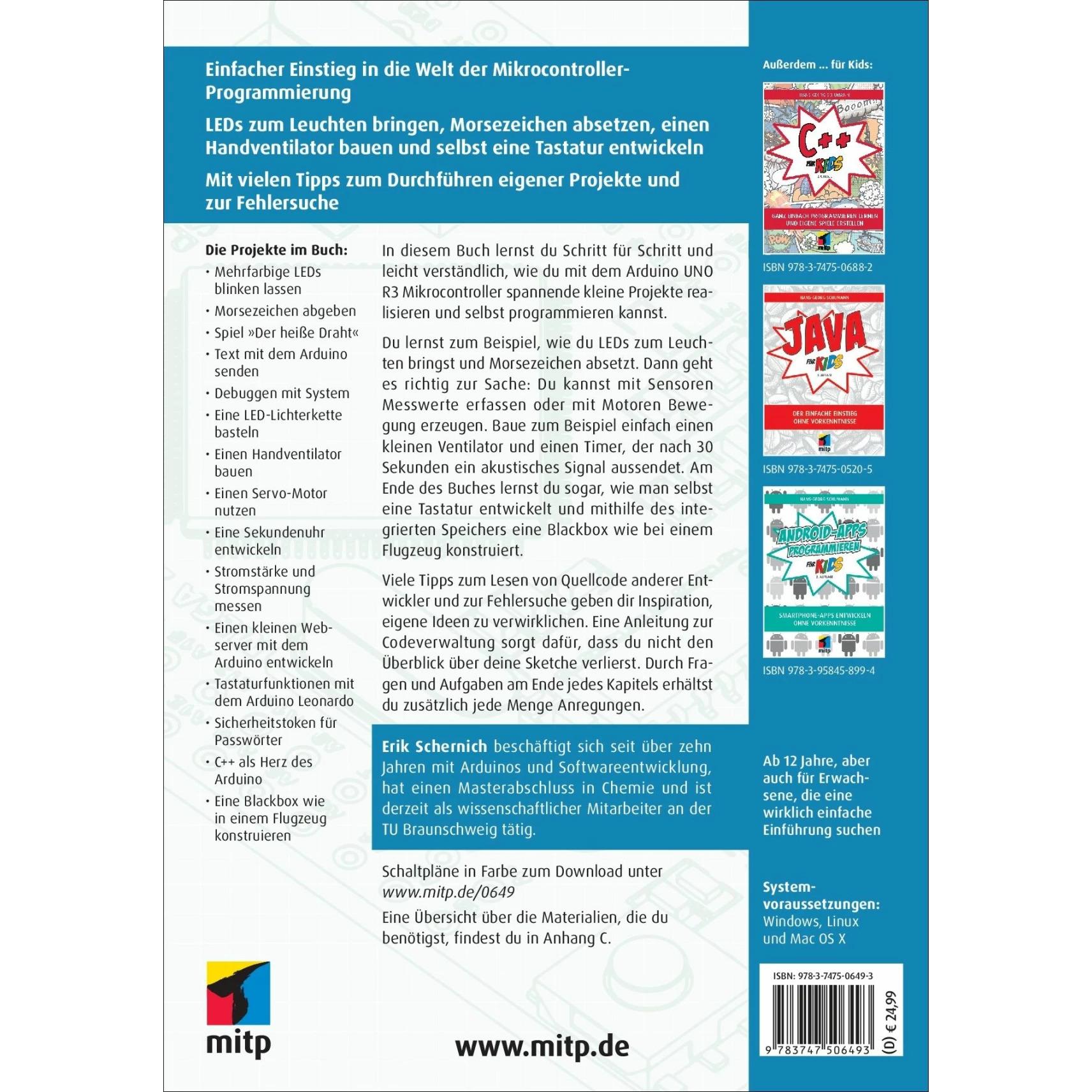 Thumbnail - Arduino für Kids, Fachbücher von Erik Schernich