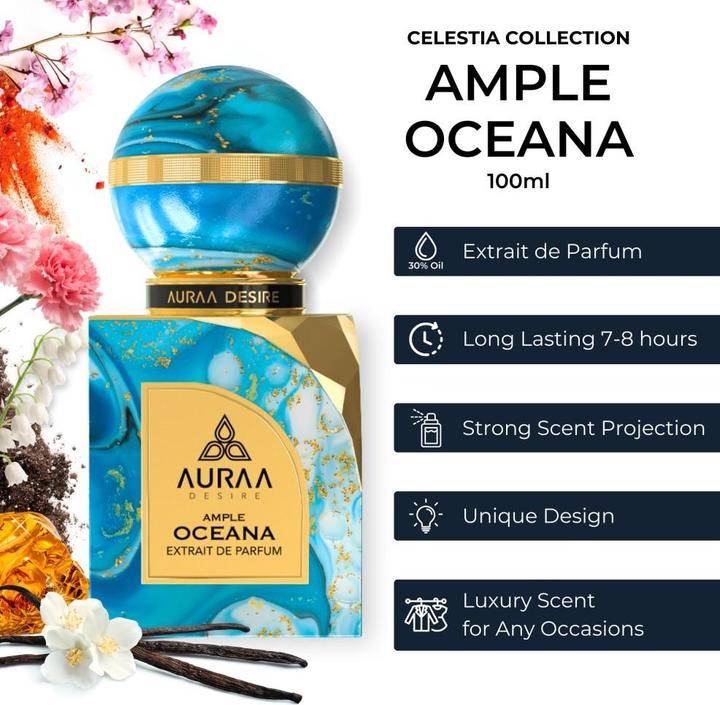 Actual product image Auraa Desire Ample Oceana Extrait de Parfum 100ml by Luxurious Unisex Fragrance with Spicy, Floral (Extrait De Parfum, 100 ml)