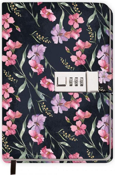 Tagebuch mit Zahlenschloss Flowers (Gepunktet, Harter Einband)