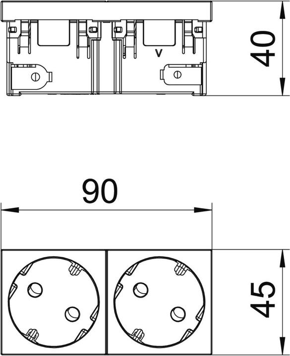 Actual product image OBO Bettermann OBO STD-D3SC AL2 socket outlet 33Â°, 2-fold earthing contact, Connect 45