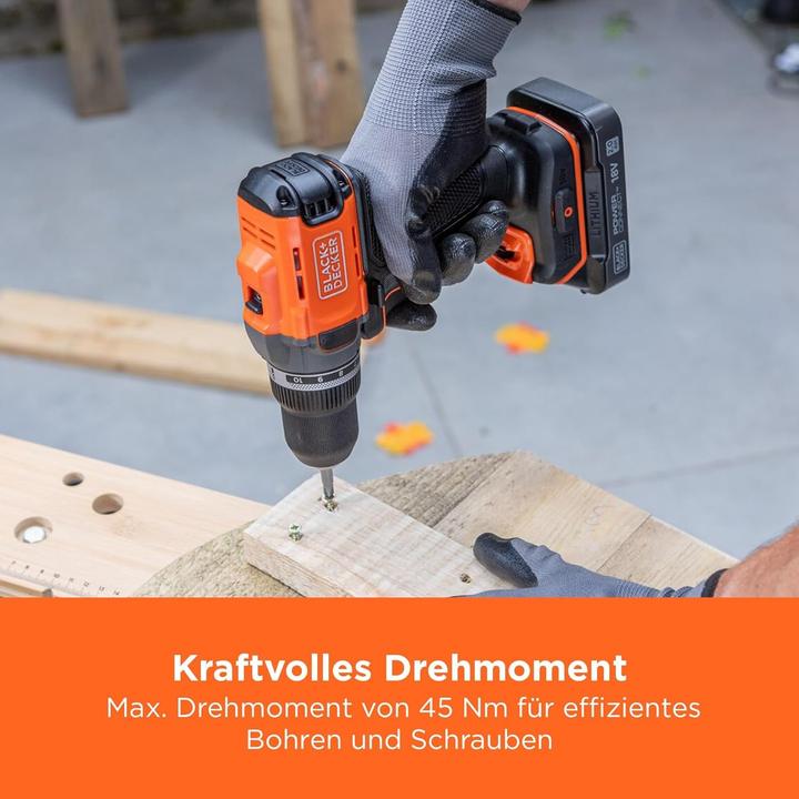 Produktbild Black & Decker Black&Decker Akku-Bohrschrauber 18V 2x2Ah,2G,Kof BCD382D2XK