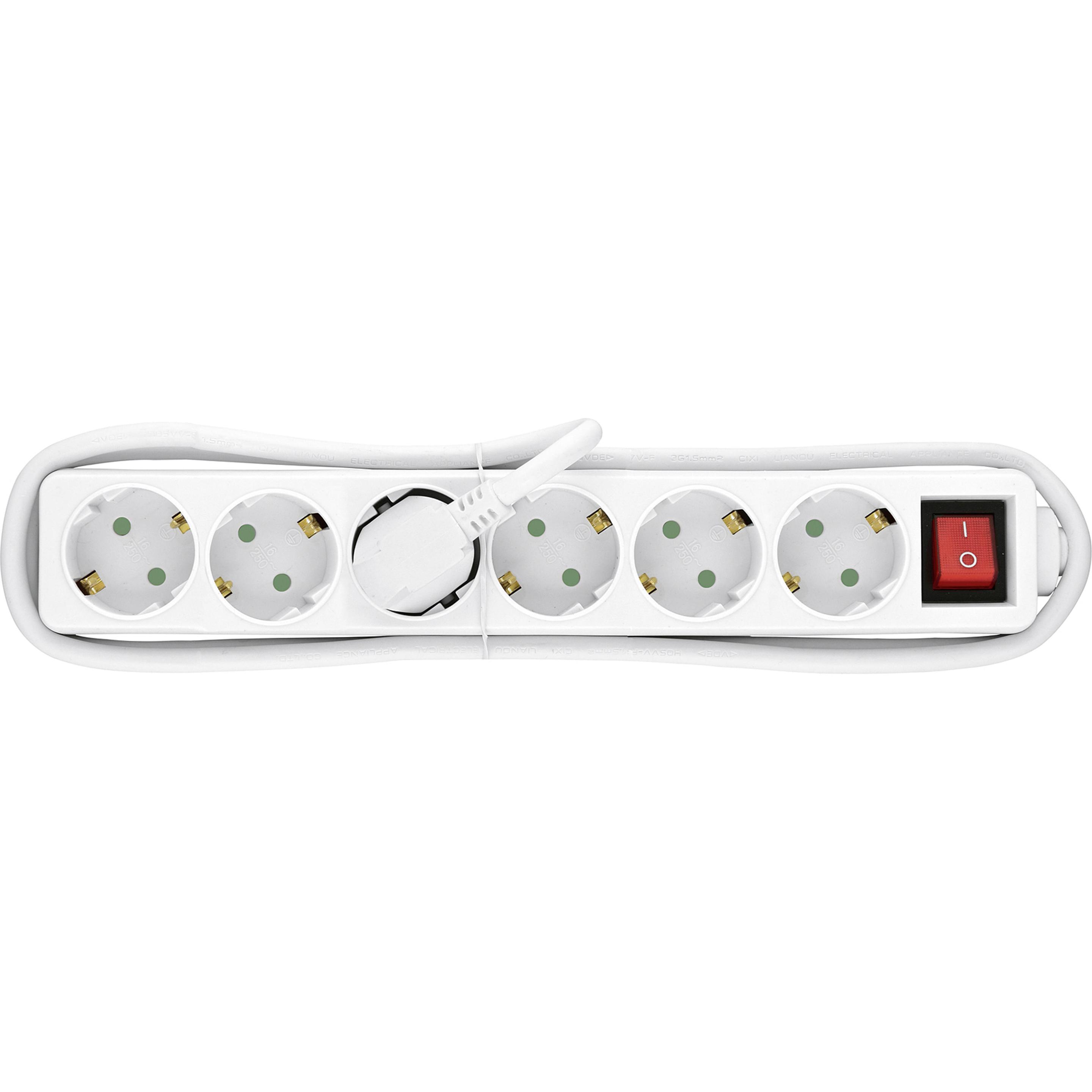 10x Heitech, Steckdosenleiste, Tischsteckdose 6fach mit Schalter weiss (6 x, 1.40 m)