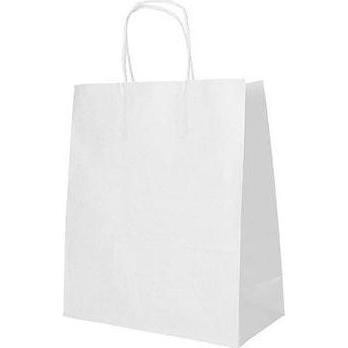 Papstar, Geschenkverpackung, Papier-Tragetasche, 280 x 220 x 100 mm, weiss aus Kraftpapier, 70 g/qm, Tragkraft: 6 kg, mi...