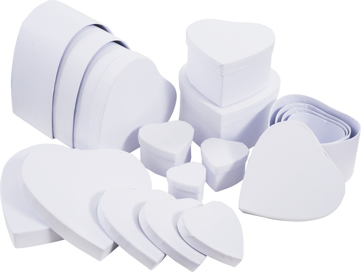 VBS XXL Pappschachteln "Herz", Weiss, 12er-Set (Geschenkbox, 12 x)