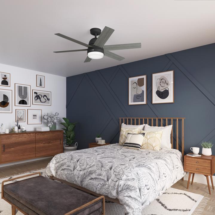 Produktbild Hunter Fans DC Deckenventilator Arete Schwarz mit Licht & Fernbedienung (42.70 dB)