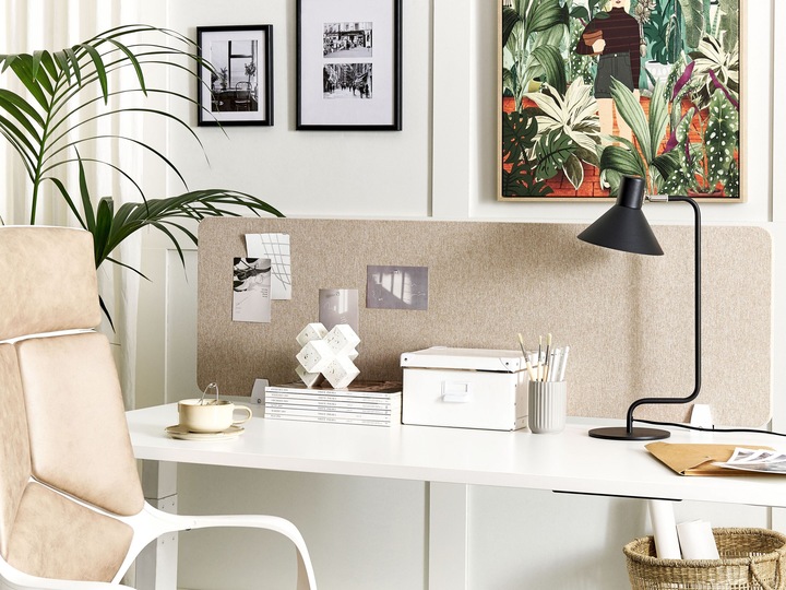 Actual product image Beliani Desk divider beige 130 x 40 cm WALLY