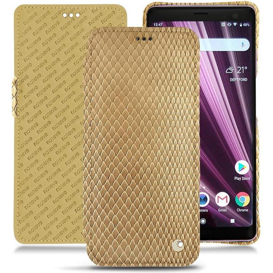 Noreve Lederschutzhülle horizontal (Sony Xperia XZ3), Smartphone Hülle, Beige