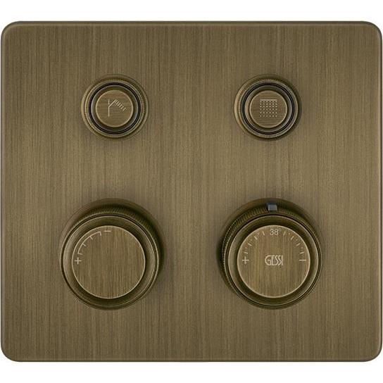 Gessi, Badarmatur, Hi-FI Fertigmontageset Thermostat mit Tasten-Bedienung on/off, 2-Wege, Regen und Handbrause, W