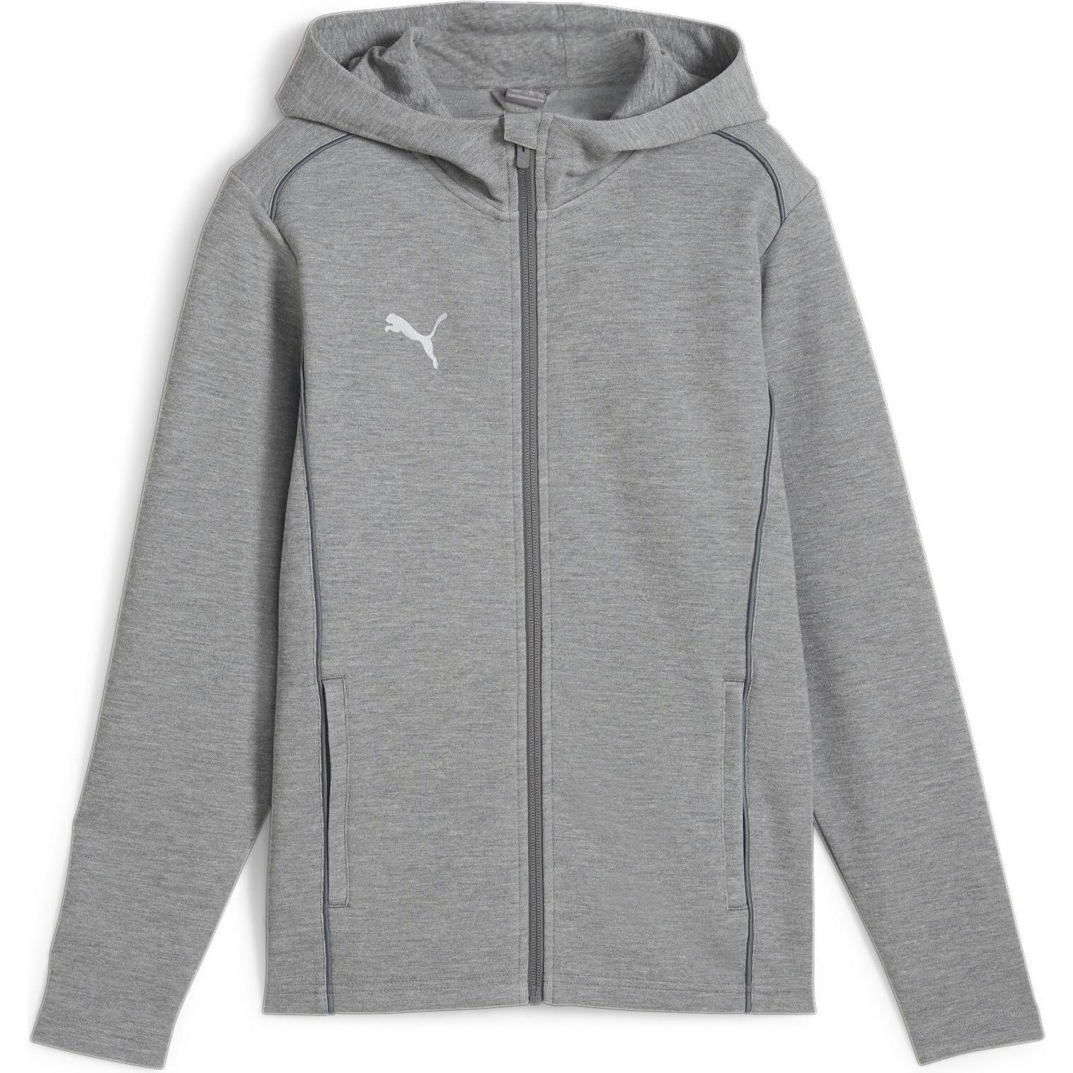 Puma, Jungen, Laufjacke, teamFINAL Casuals Hooded Jkt Jr (152), Grau, 152