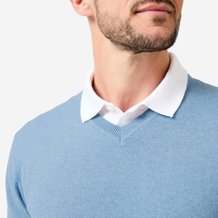 Actual product image Inesis Herren Golfpullover aus Baumwolle mit V-Ausschnitt - CW100 blau (L)