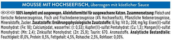 Nährwerte und Zutaten Gourmet Revelations Mousse Hochseefisch mit Sauce (Adult, 4 Stk., 228 g)