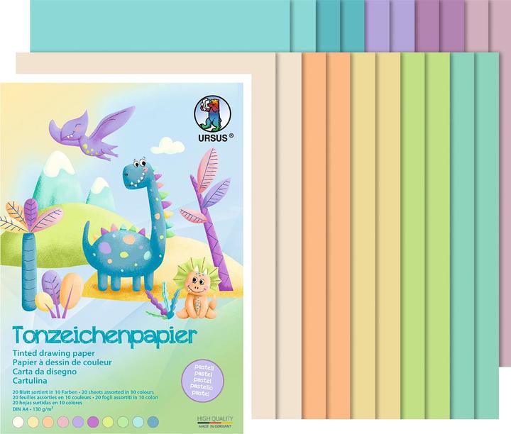 Produktbild Ursus Tonzeichenpapier A4, 20 Blätter à 10 Farben (130 g/m², 20 x)