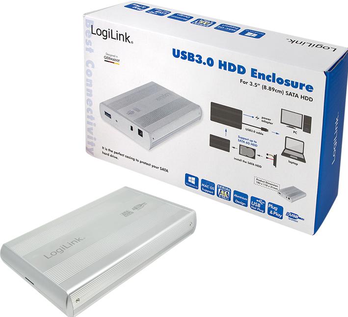 Image du produit LogiLink Boîtier pour disque dur 3.5" S-ATA USB 3.0 Alu, argenté (3.5")