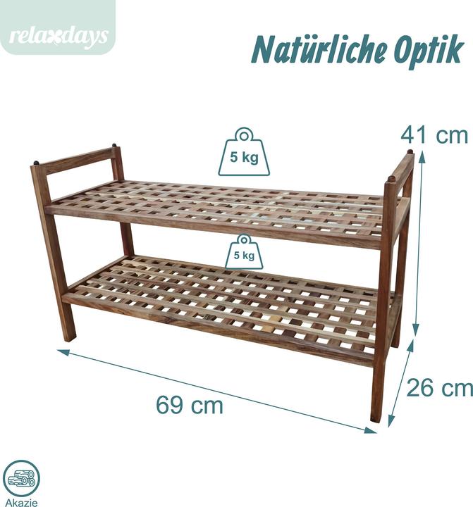 Produktbild Relaxdays Schuhregal Akazie (69 x 26 x 41 cm)