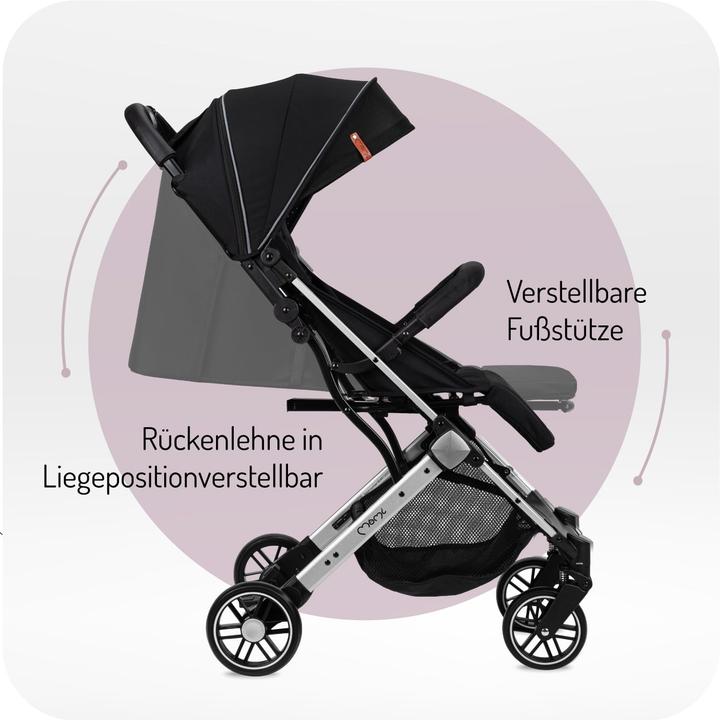 Image du produit MoMi ESTELLE LIGHT schwarz mit silbernem Gestell / Sportwagen / ab 6 Monaten / bis 15 kg