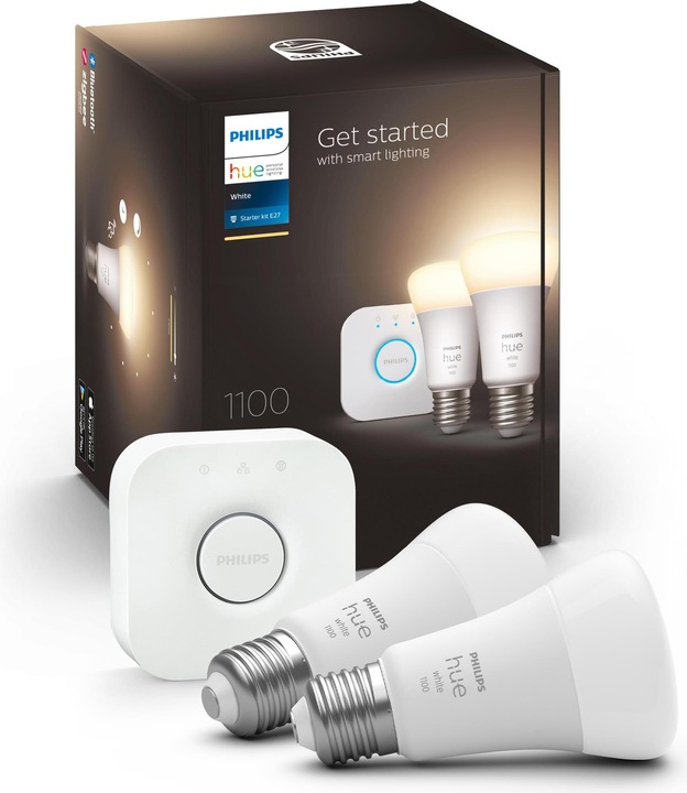 Image du produit Philips Hue White Starter Set (E27, 9.50 W, 1055 lm, 2 x, F)