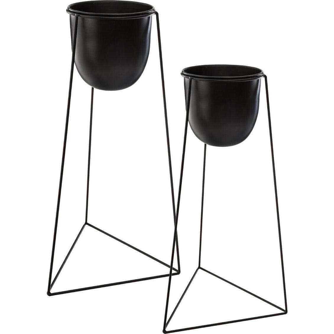 Thumbnail - Atmosphera, Blumentopf, Metallunterstützungsbehälter x2, schwarz (22 cm)