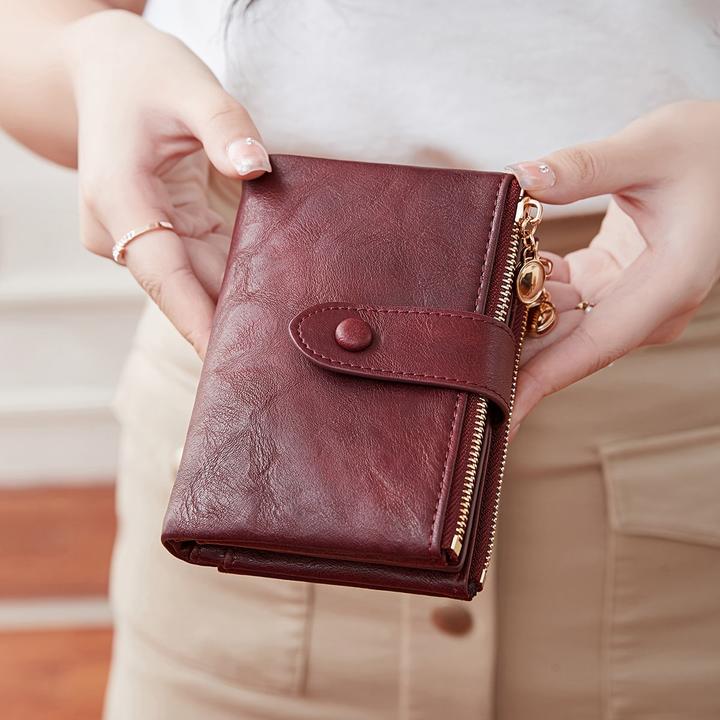 Only-Bags.Store Retro-Brieftasche mit Knopfverschluss, mehreren Kartenfächern, RFID-Blockierung, dreifach
