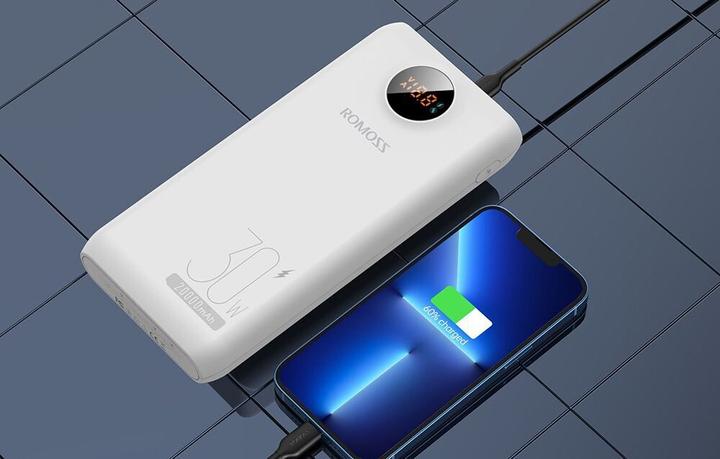 Actual product image Romoss SW20S Pro Powerbank 20000mAh, 30W (white) (20000 mAh, 30 W, 74 Wh)