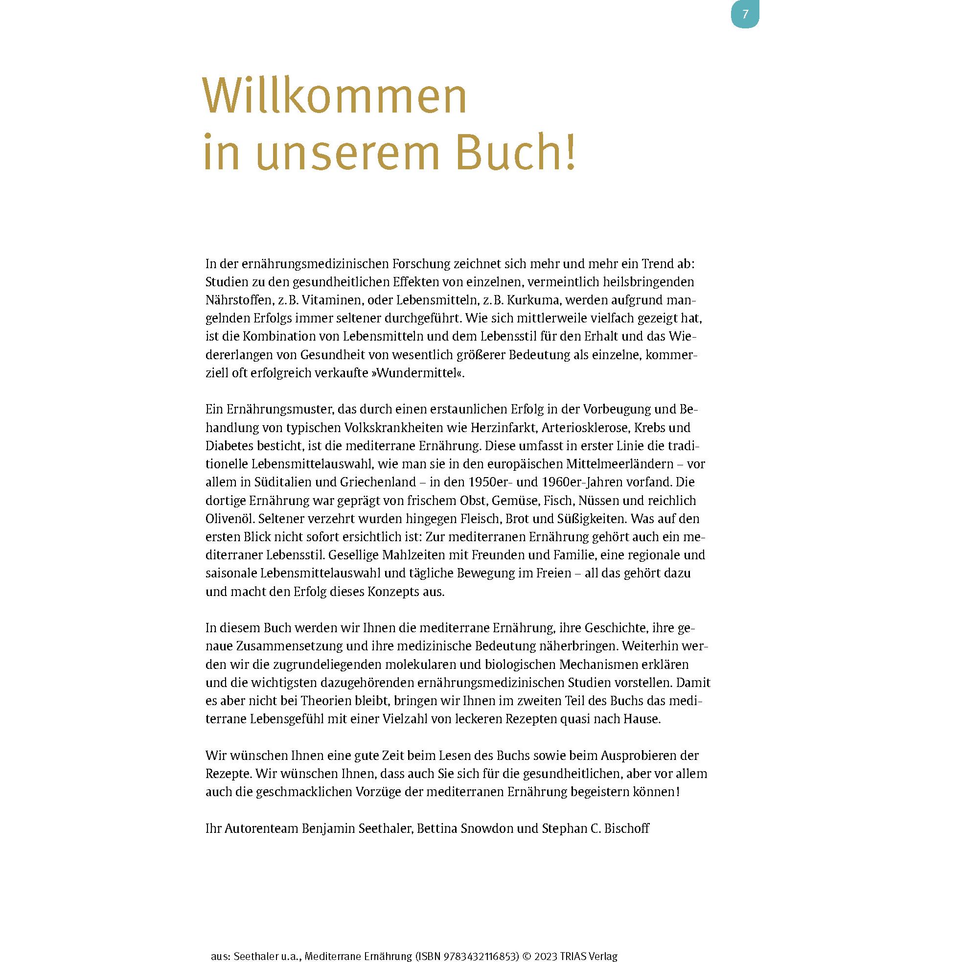Thumbnail - Mediterrane Ernährung, Ratgeber von Benjamin Seethaler, Stephan C. Bischoff, Bettina Snowdon