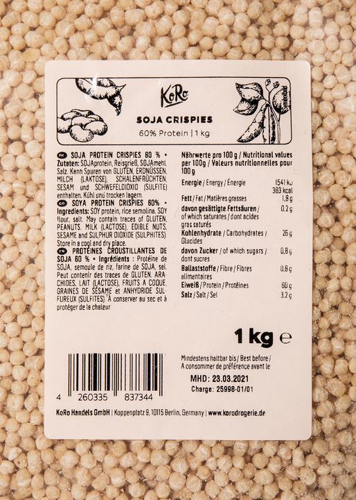 Nährwerte und Zutaten KoRo Soja Crispies (1000 g)