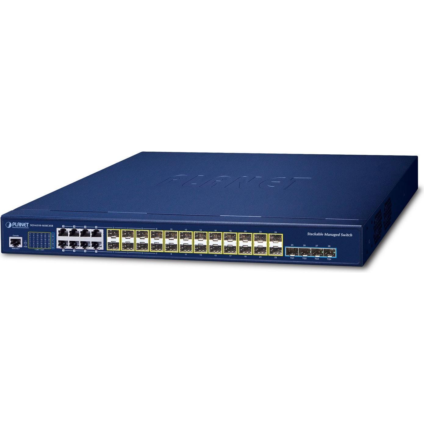 Planet L3 16*GE SFP 8*GE TP/SFP SFP+ SGS-6310-16S8C4XR (28 porte), Switch di rete, Blu