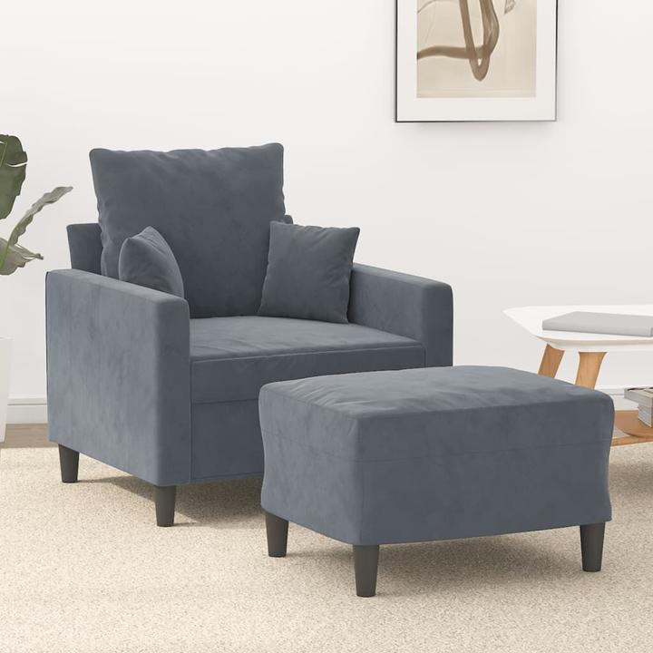 Produktbild vidaXL Sessel mit Hocker Dunkelgrau 60 cm Samt,Farbe