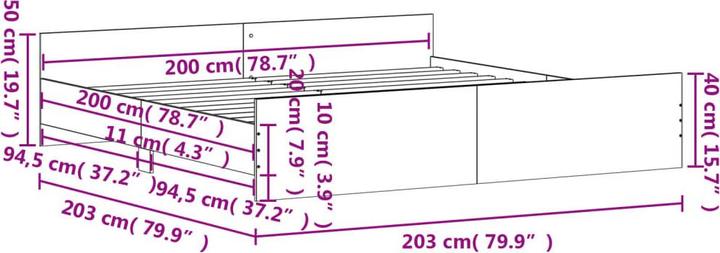 Actual product image vidaXL Bettgestell (200 x 200 cm)
