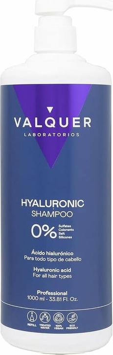 Image du produit Valquer Shampooing à l'acide hyaluronique Hydratation et vitalité supplémentaires pour tous les types de (1000 ml, Shampoing liquide)