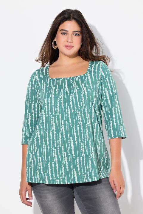 Produktbild Ulla Popken Shirt, Zierfalten, A-Linie, Carree-Ausschnitt, 3/4-Arm (58)