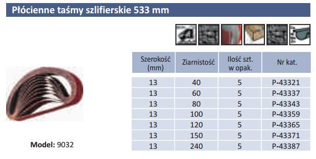Immagine prodotto Makita Nastro abrasivo 13 x 533 mm K40 5 pezzi (P40)