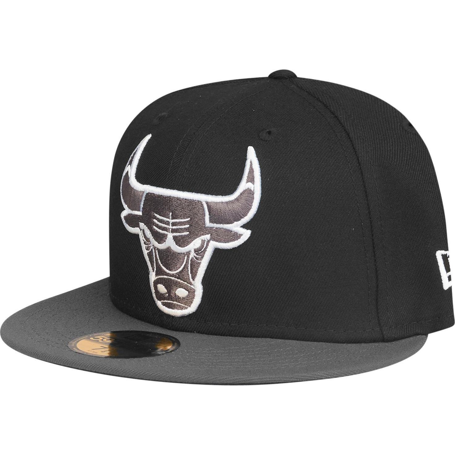 New Era, Herren, Cap, 59Fifty Fitted Cap - XL LOGO Chicago Bulls - 7 3/8, Schwarz, (7 3/8)