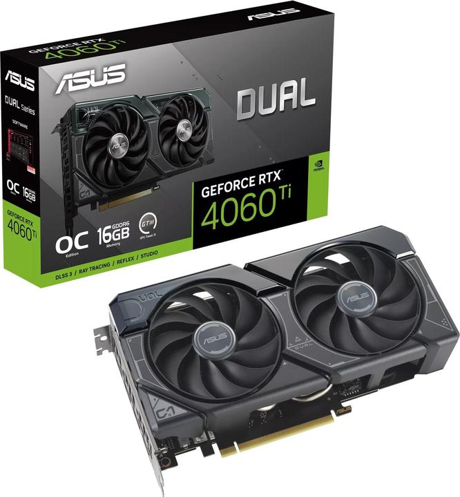 Actual product image ASUS Dual GeForce RTX 4060 Ti OC 16G graphics card - 16GB GDDR6, 1x HDMI, 3x DP (16 GB)