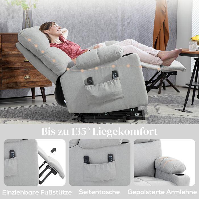 Actual product image Swisshandel24 Senior armchair with stand-up aid, electric, with 3 modes, 8 massage points, heating function