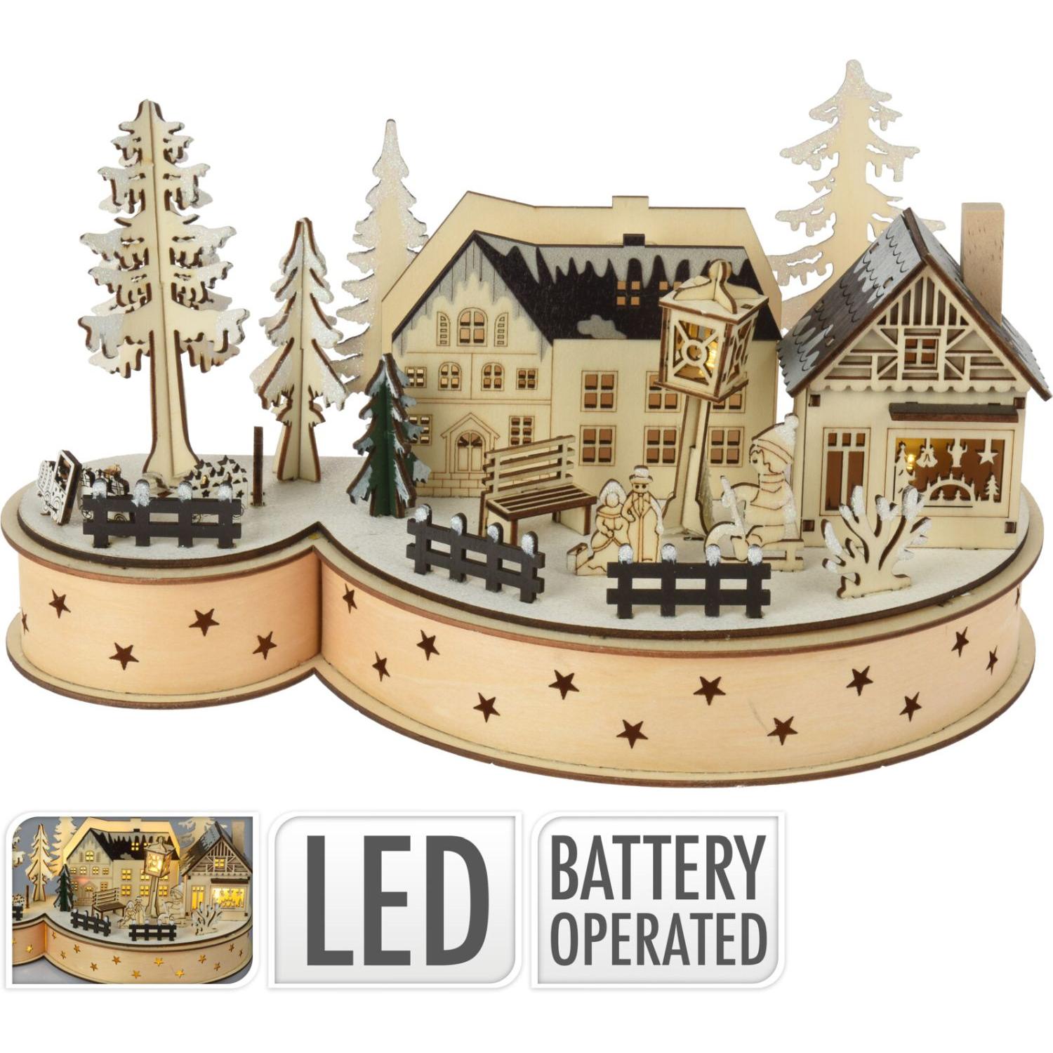 Thumbnail - Koopman, Weihnachtsbeleuchtung, Deko-Haus Winterfreude aus Holz 30 x 14 x 16 cm LED