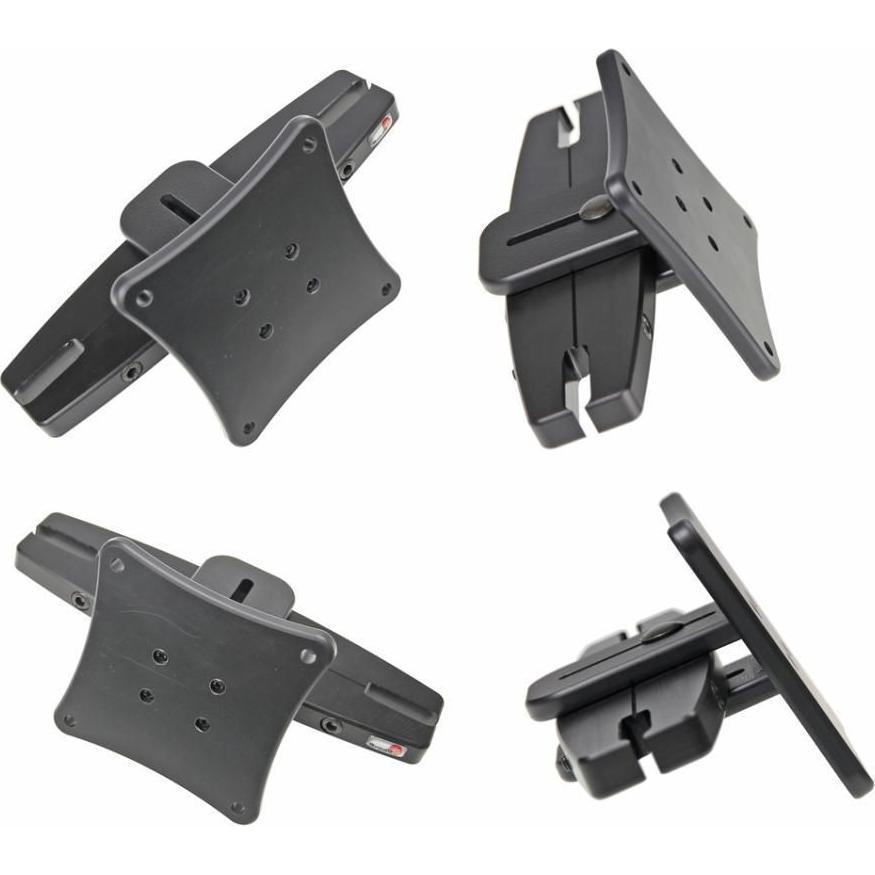 Brodit Supporto per poggiatesta da 95 a 155 mm, con piastra di montaggio per fissaggio VESA, Supporto per tablet, Nero