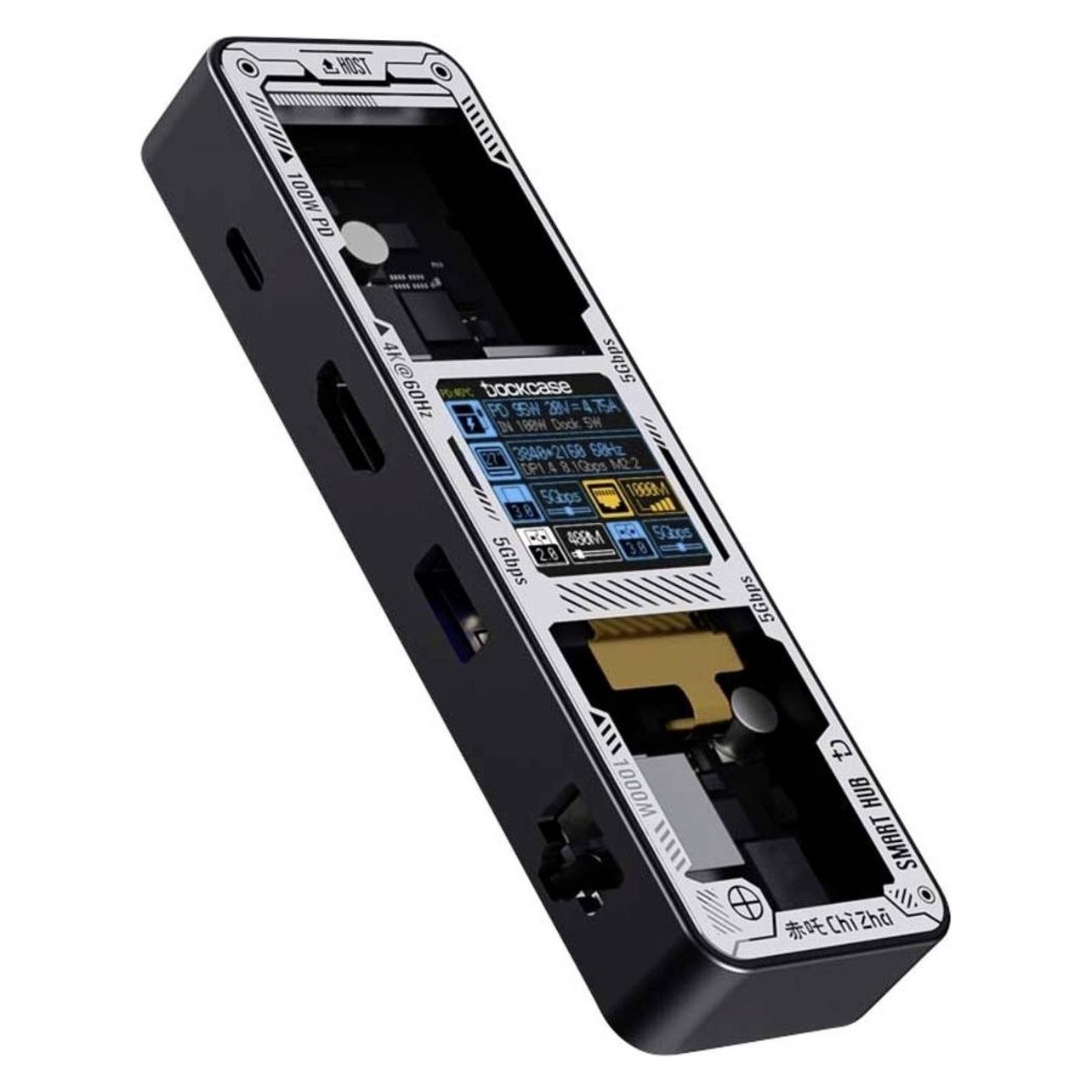 Dockcase Usb-C Dockingstation DPB61L-Eb Universal Integriertes Display, Inkl. (Usb-C, 6 Ports), Dockingstation + Usb Hub, Schwarz