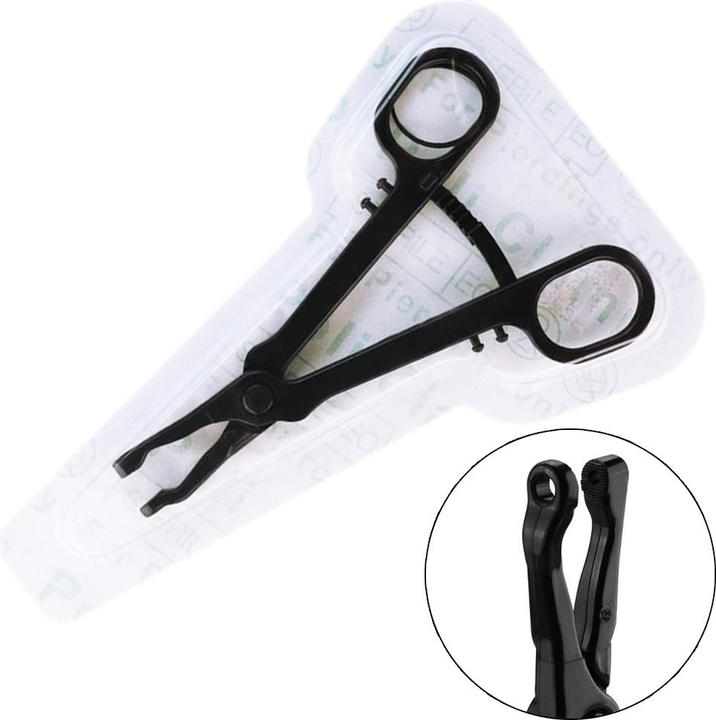 Actual product image Star Piercing Sterile einweg Zange schwarz Gazeklemme universal gezackt (Plastic, without brass)