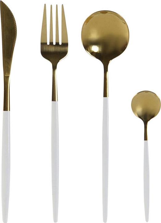 DKD Home Decor Cutlery set white gold stainless steel 45 x 25 x 205 cm 24piece (24 Stk., Besteck Set)